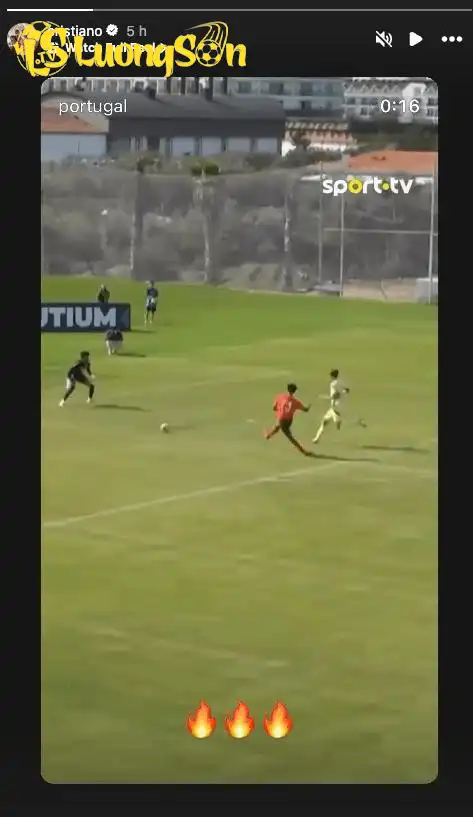 Ronaldo chia sẻ phản ứng của mình sau khi con trai ghi bàn đầu tiên cho U16 Bồ Đào Nha.